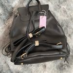 NWT Black Fringe Leather Backpack Photo 4