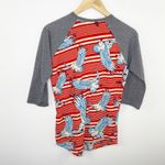 LuLaRoe  Randy Red Grey Blue Printed Baseball Tee Shirt Women's Size X-Small XS Photo 1