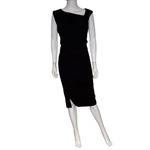 Donna Karan Women’s Asymmetric Neckline Pleat-Waist Sheath Dress Black Sz 2 NWT Photo 1