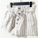 Abercrombie & Fitch Linen Blend Striped High Rise Tie Paperbag Shorts Size Small Photo 3