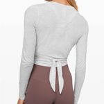 Lululemon Time to Restore Tie Long Sleeve Crop Top Heather ed Ultra Light Grey Photo 1