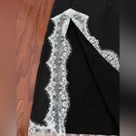 Elegant Black Satin Slip Dress with Lace Trim Photo 7