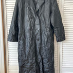 NYDA Black Leather Double Breasted Long Trench Coat Women's Size L Goth‎ Office Size L Photo 0