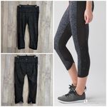 Lululemon * Women's Size 6 Leggings Black/Gray Print Mesh Legs Cropped Like New Photo 1