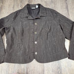 Chico's  Solid Brown Crinkle Shiny Button Front Jacket Blazer Size 3 - XL 16/18 Photo 0
