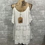 Listicle  White Cold Shoulder Tiered Lace Dress Photo 2