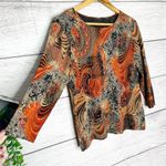 American Vintage Vintage Trippy Psychedelic Stretch Blouse Top Size XL Burnt Orange Agate Crystal Photo 1