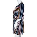 Lane Bryant Lane Bryant Shirt Women 18/20 Multicolor Illusion Stripe Peplum Tunic Faux Wrap Photo 2