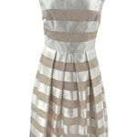 NWT LELA ROSE Organza Striped Boat Neck Full Skirt
Dress Pockets Size 2 White Photo 0