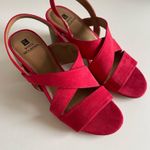 White Mountain  Red Suede Heeled Sandals Size 7.5 Photo 1