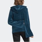 Adidas  Tecmin Teal Velour Bell Sleeve Hoodie Photo 1
