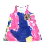 CCC Colorful Tie Dye Tank Top Leopard Print Chest Pocket Sleeveless Shirt Size S Pink Photo 6