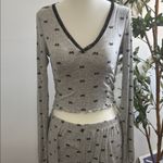 Gray Bow Print Pajama Set Photo 1