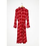 Talbots  NWT Red Plaid Long Sleeve A-Line Belted Midi Shirt Dress Size 18W Photo 1