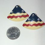 Vintage Red White Blue Enamel Rhinestone Retro Boho Triangle Earrings Photo 2
