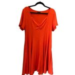Torrid  Women's size1 Orange Mini Slub Rib Fluted Dress‎ Short Sleeve Photo 1