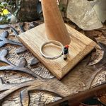 Green Tourmaline Stick & Coral Stick Sterling Silver Ring Size 7.5 Orange Photo 4