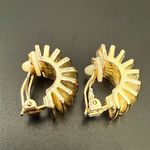 Givenchy Vintage  Silver & Gold-tone Ribbed Radiator Half Hoop Clip-On Earrings Photo 6