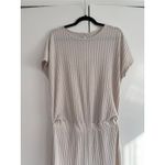 Ribbed Knit Jumpsuit Women's, Elastic Waist, Casual Chic Style, Lounge Wear Tan Size L Photo 2