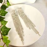 Silver and Rhinestone Fringe Glam Earrings Photo 0