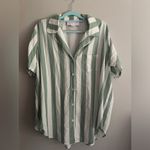 Birdy Grey Striped Button-Up Pajama Set, Green and White, Size XL Photo 2