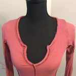 Urban Outfitters  Ribbed Long Sleeve Cropped Top Medium M Dark pink Photo 3