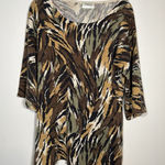 Neiman Marcus  Exclusively Cashmere Animal Print Scoop Neck Bell Sleeve Top Large Photo 0