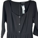 Lane Bryant SZ 22 Wide-Leg Cropped Jumpsuit Square Neck 3/4 Sleeve Belted Black Photo 1