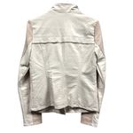 Guess Pink White Faux Leather Moto Jacket Gold Exposed Zipper Womens Small Photo 10