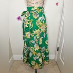 Gibson Latimer Floral Three Tiered Flare Green, Yellow & White Belted Skirt Sz L Photo 1