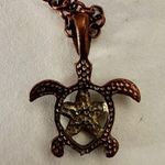 Copper tone and green turtle pendant necklace Brown Photo 3