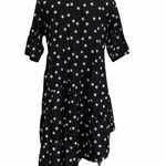 Eshakti  Women’s Sz Medium 10 Black White Stars Asymmetrical Cut Tiered Dress Photo 3