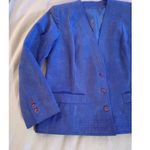 Royal Blue Vintage Womens Faux Suede Deep VNeck 3 button jacket 2 Pocket… Size 8 Photo 3