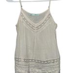 Maurice's Cream Tank Top S Crochet Bohemian Spaghetti Strap Eyelet Tassel Photo 0