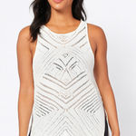 Miss Lulo Women's White Crochet Sleeveless Tank Top Beach Cover Photo 0