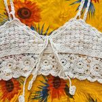 Boho Crochet Top Silk Maxi Dress Yellow Summer Bohemian Womens XL Floral Resort Photo 1