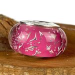 Chamilia Glitter Collection Pink Silver Murano Glass Inclusions Charm Bead NEW Photo 0