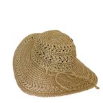 Scala Women’s Woven Crocheted Packable Raffia Paper Tan Sun Hat Bow One Size Photo 2