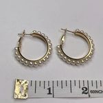 Gold tone faux pearl hoop earrings Photo 1