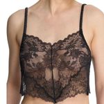 Natori Chantilly Lace Cami Top Black Sheer Lounge Lingerie Cropped Medium NWT Photo 0