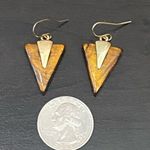 Vintage Brown Shimmer Resin Inverted Triangle Drop Earrings Photo 8