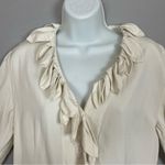Workers for Freedom Silk Blouse Vintage Asymmetrical Cream White Petal Neckline Size M Photo 3