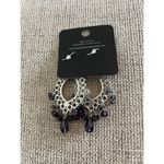 Paparazzi  dangly earrings silver with purple‎ beads. Photo 3