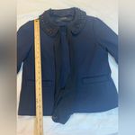ZARA women Navy With Embroidered Detachable Collar Blazer Size Small Photo 3