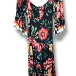 Farm Rio  Floral Sweetheart Neck Flutter Short Sleeve Tiered Sundress Maxi Dress Photo 0