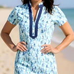 CABANA LIFE Twill Tape Mini Dress Upf 50 Nautical Sailboat Caftan Blue L NWT Size L Photo 0