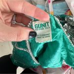 Vintage 80s Sequins Silk Beaded Top Emerald Floral life of a showgirl blouse Silver Size M Photo 4