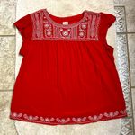 Faded Glory  Scarlet Blouse with Ivory Detailing Photo 0