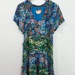Anthropologie Robin Tiered Oversize Floral Flutter Sleeve Boho Mini Dress Small Photo 2