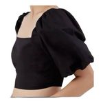 Jason Wu  Black Crop Top size Large black puff sleeve cotton Photo 0